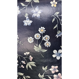Mantel plástico tipo hule azul marino con motivos florales - Imagen 1